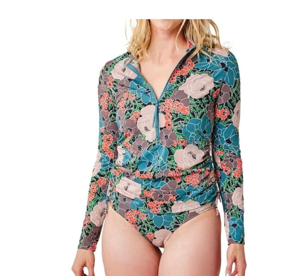 Carve Designs Jardin Floral Print Rashguard Top size Medium